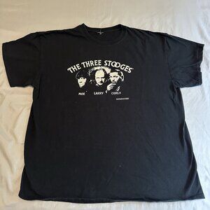 Three Stooges Funny Retro Graphic T-Shirt Oversized Larry Moe Curly Black Sz L